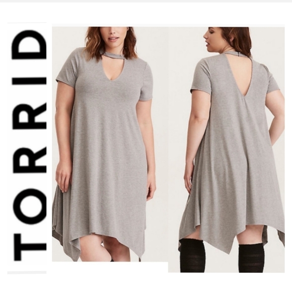 Torrid Light Gray Trapeze Jersey Dress Size 2 - Picture 1 of 11